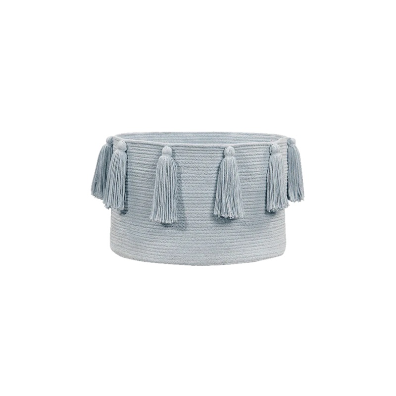 BASKET TASSELS SOFT BLUE|30 x 45 cm|SOFT-BLUE