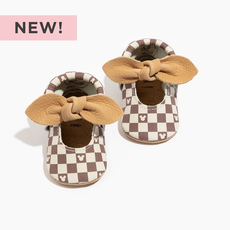 Disney Mocha Mickey Mouse Knotted Bow Baby Shoe