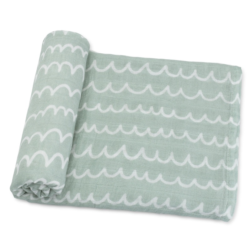 Muslin Swaddle Blanket, 1 Pack by Comfy Cubs – Green Doodle
