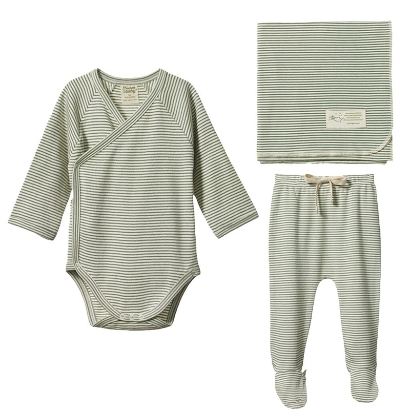 Nettle Green Stripe Baby Set|NB|0-3m|3-6m