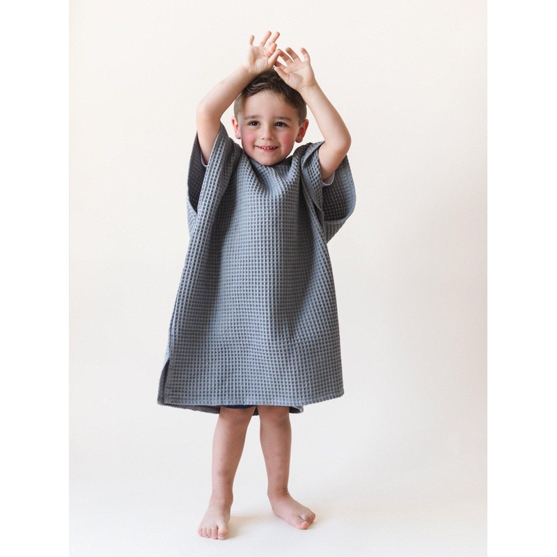 Organic Cotton Kids Waffle Beach Towel Poncho – more colors