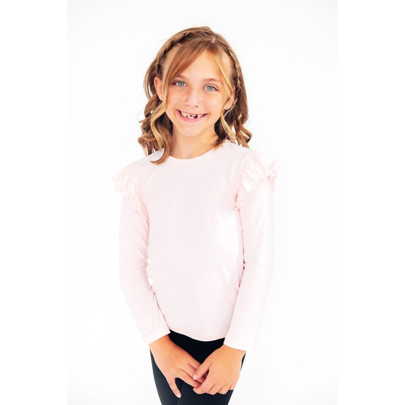 Petal Pink L/S Ruffle Tee|6-12M|12-24M|2T|3T|4T|5/6|7/8|9/10