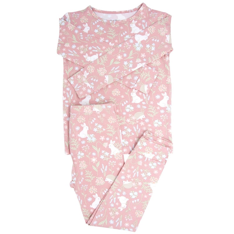 Pink Bunny Floral Big Kid Pajama Set
