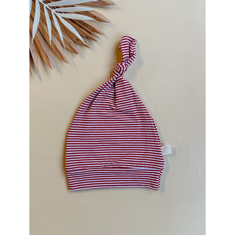 Top Knot Hat | Red Stripe | Bamboo Organic Cotton