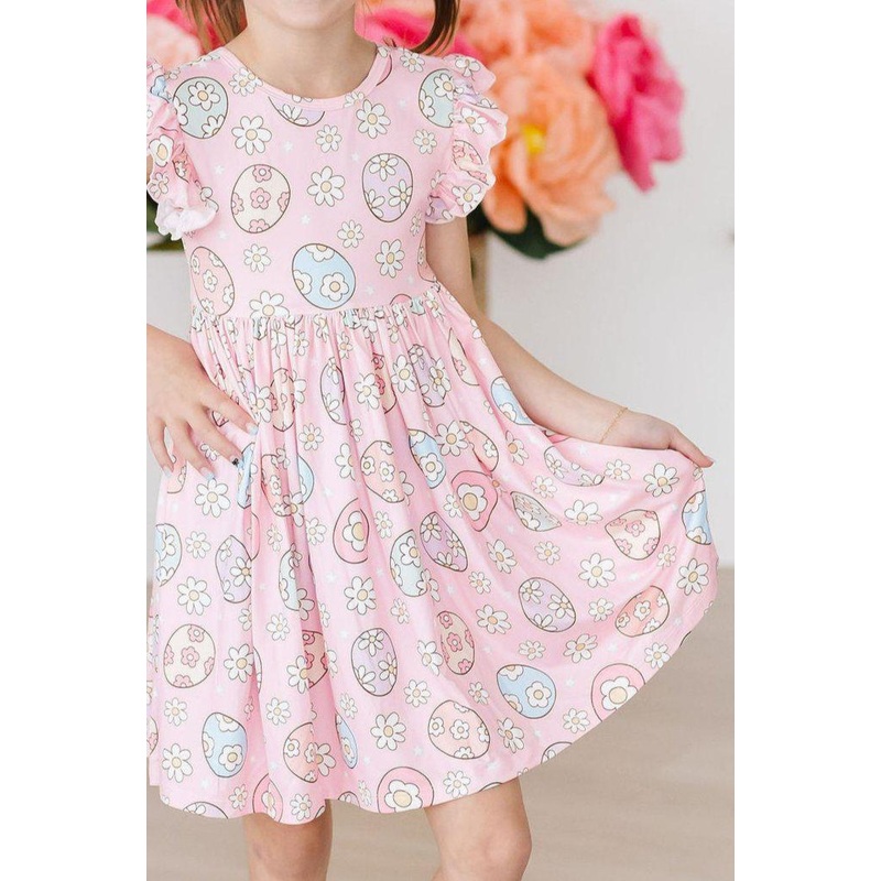 Easter Egg Hunt Flutter Sleeve Twirl Dress