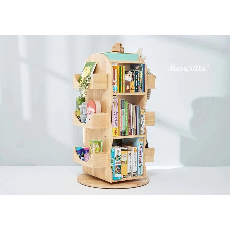 Mesasilla Solid Wood Rotating Bookshelf for Kids – 360 Degree Home Library