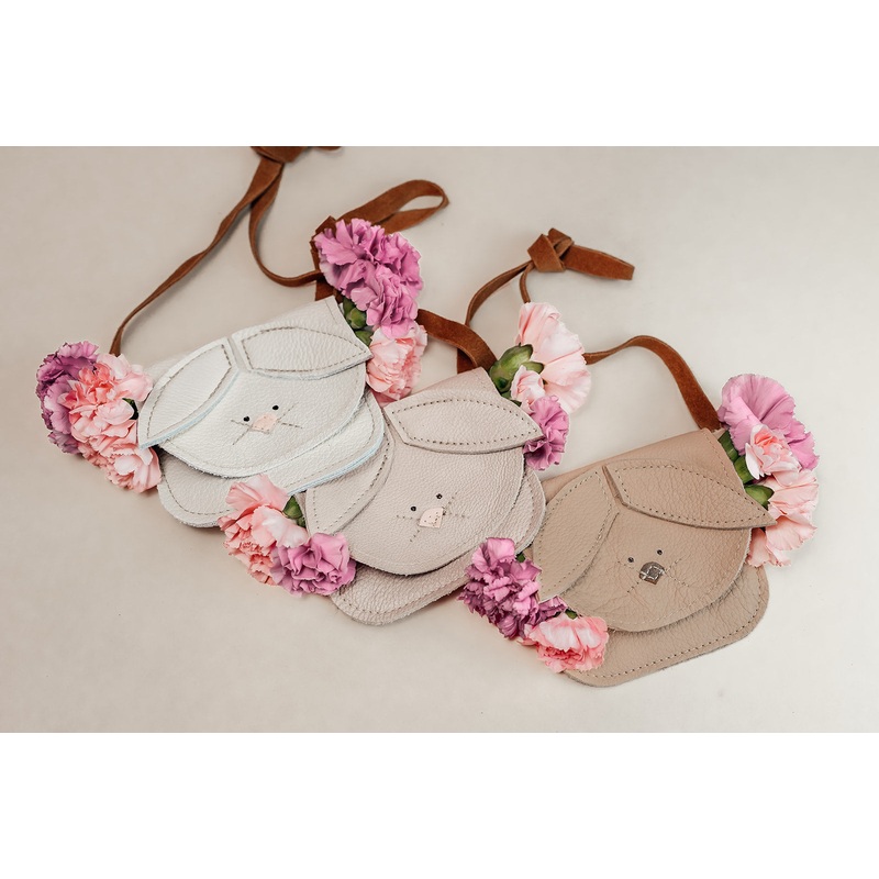 Oyster, Milk & Barley Bunnies Critters Leather PURSE Toddler & Kids