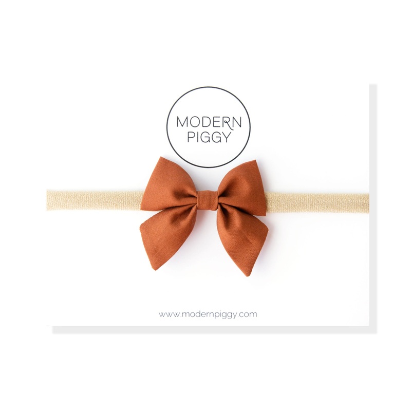 Raw Sienna | Mini Piggy Bow|Alligator Clip|Nylon Headband