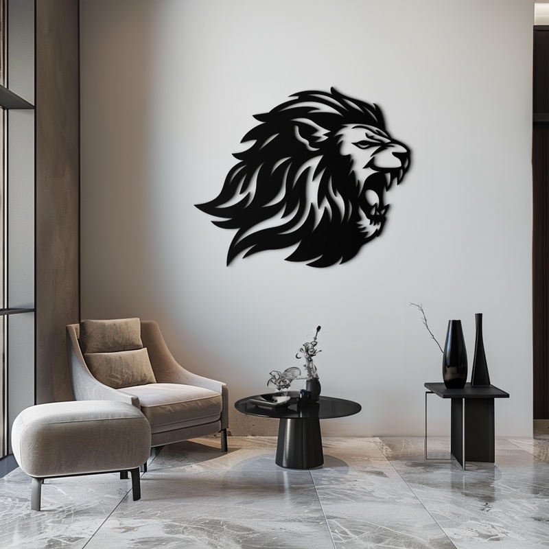 Roaring Lion Metal Wall Art – Fierce Jungle King Steel Decor – KAF095