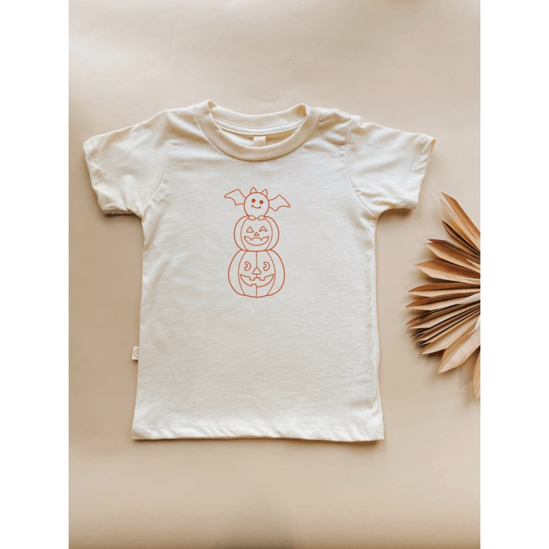 Toddler Crew Neck Tee | Pumpkin Stack Bat | Organic Cotton