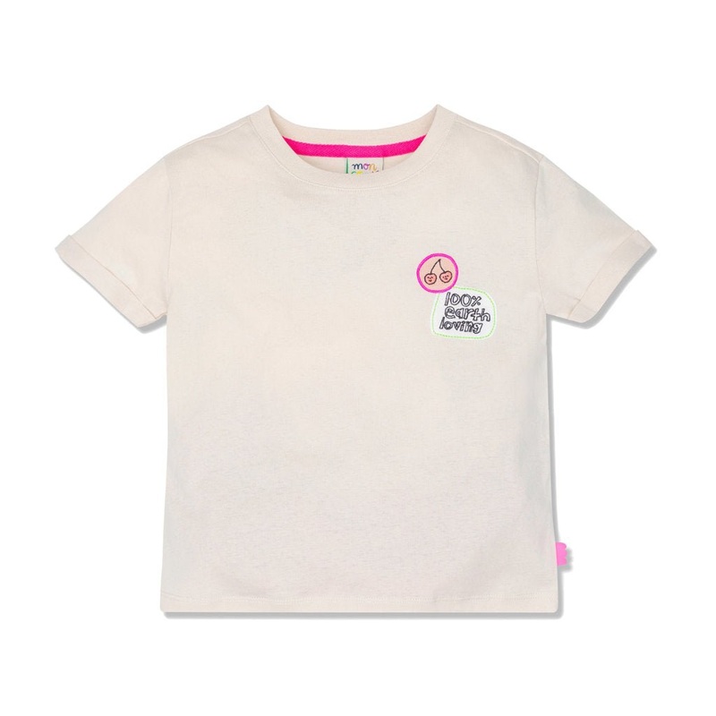 100% Earth Loving patches Kid T-Shirt – Cream