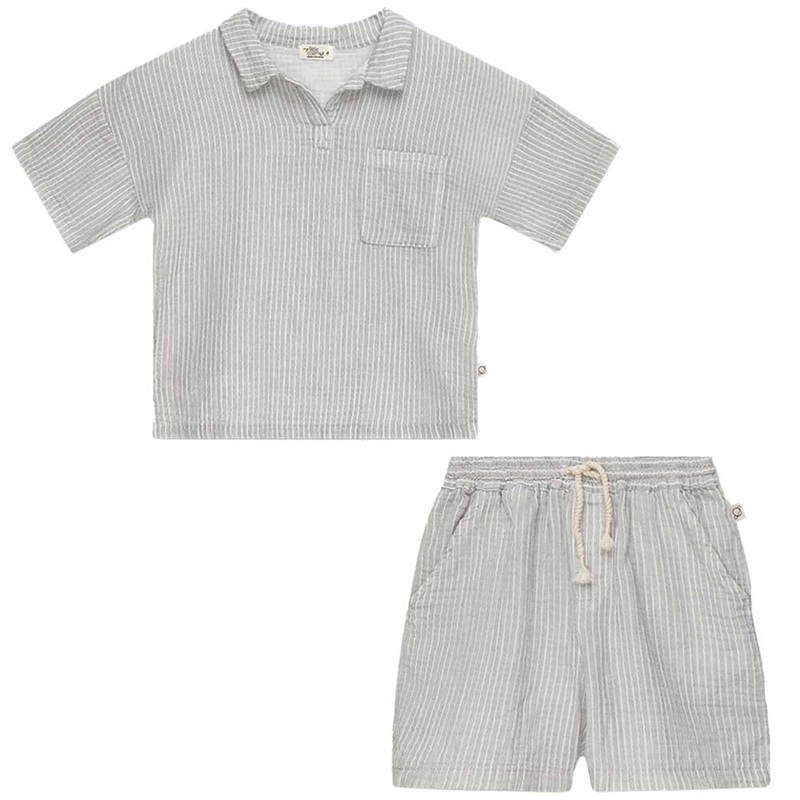 Gauze Striped Set – Antracite|3yr|4yr|6yr