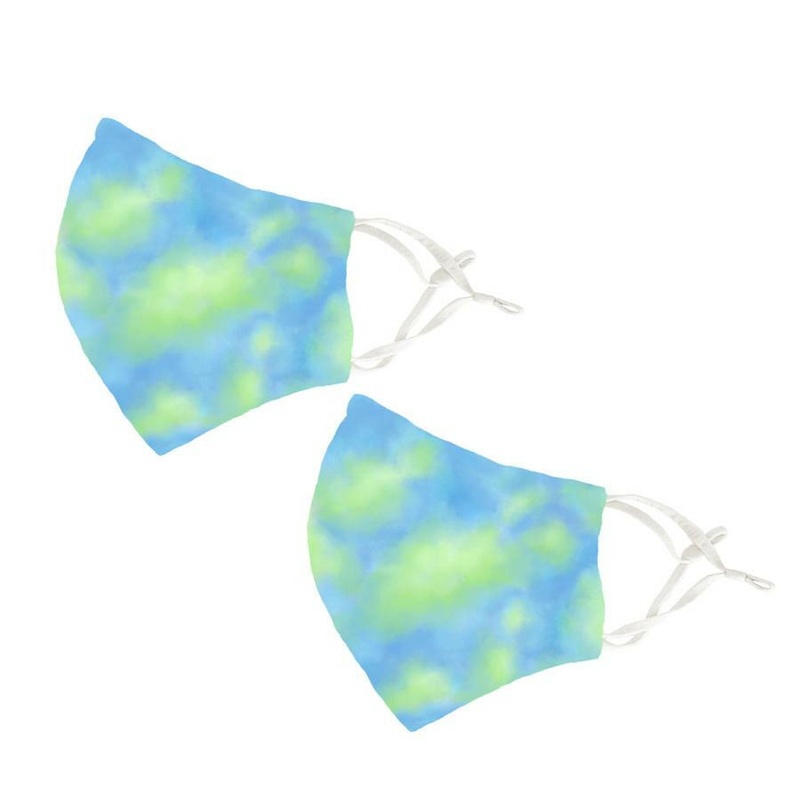 Green Tie Dye Adult Face Mask 2 Pack Set