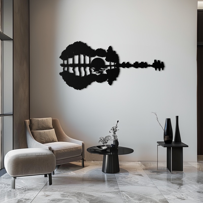 Guitar Landscape Metal Wall Art  Music & Nature Fusion – KAF191