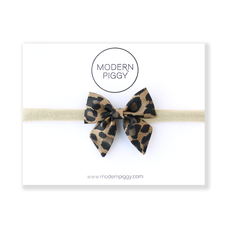 Leopard | Mini Piggy Bow|Alligator Clip|Nylon Headband
