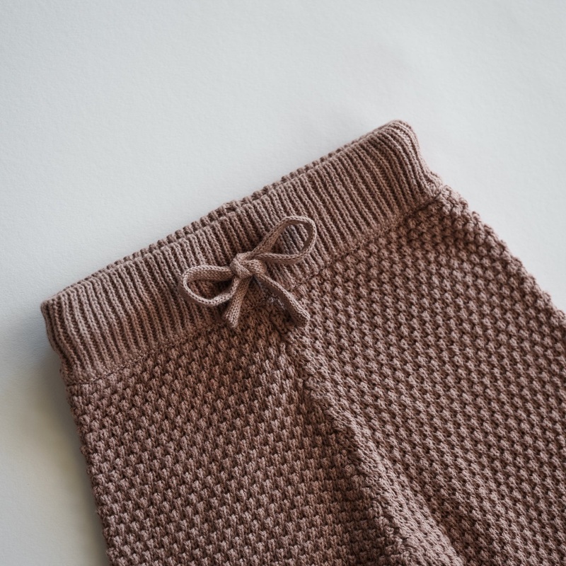 Organic Knit Wideleg Pant|NB|0-3M|3-6M|6-9M|9-12M|12-18M|18-24M|2-3T|3-4T|4-5T|5-6T|Linen|Ecru & Oat Milk|Oak – Textured|Brownie – Textured