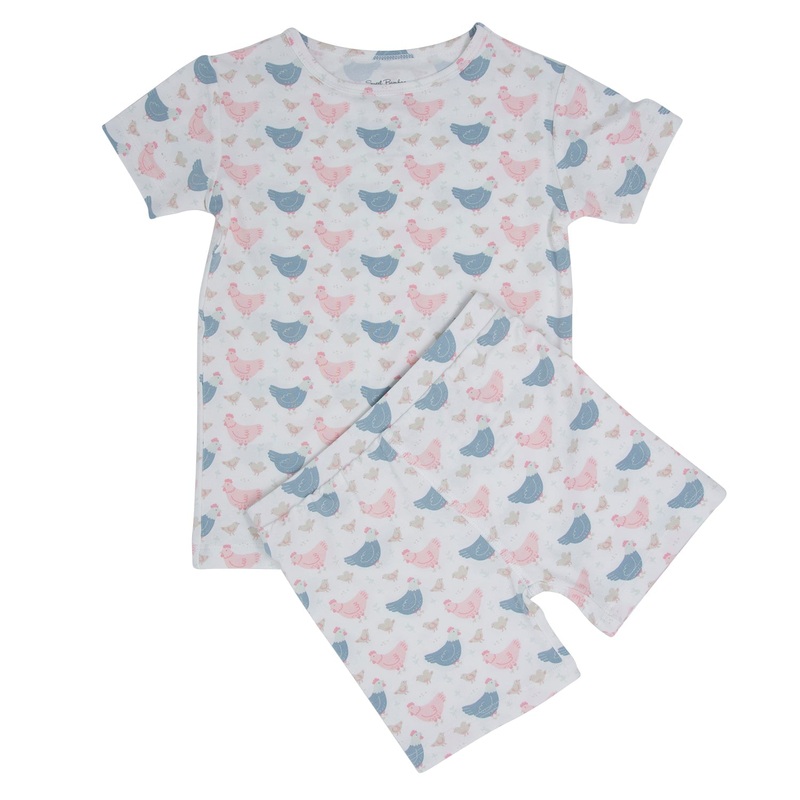 Pink Farm Hens Bamboo Summer Pajama Set
