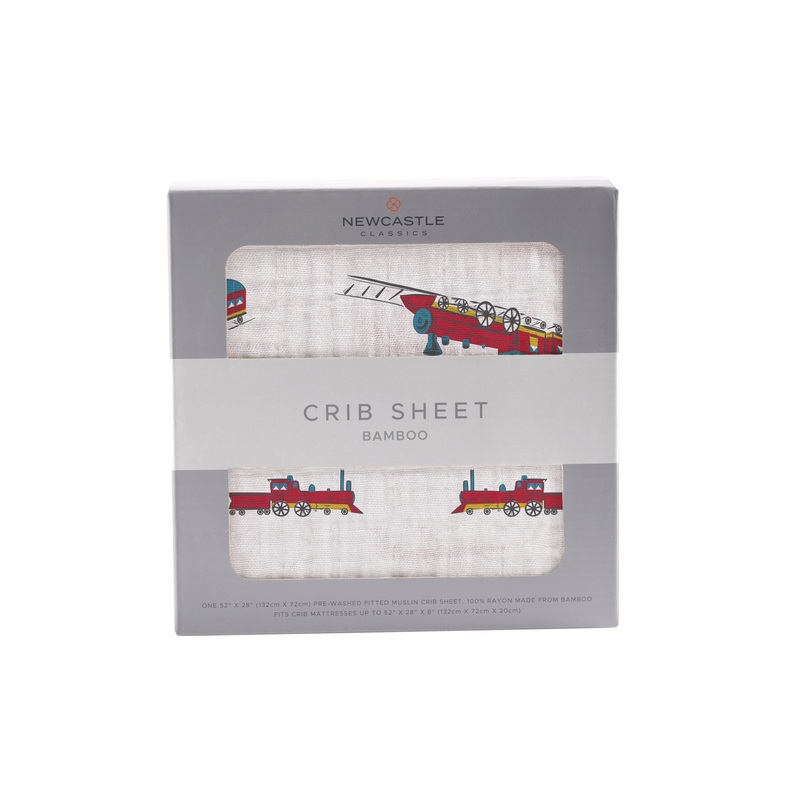 Vintage Steam Train Bamboo Crib Sheet