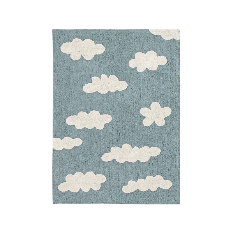 WASHABLE RUG CLOUDS VINTAGE BLUE