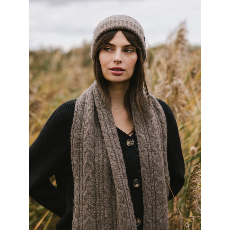 Cable Knit Beanie|Ash|Oatmeal