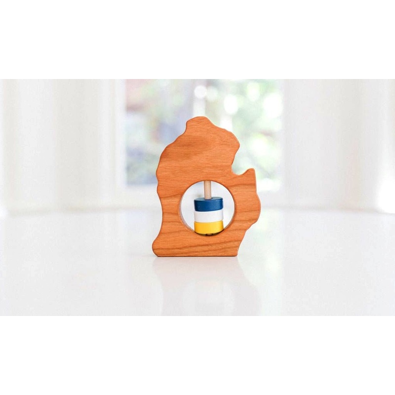Michigan (Lower Peninsula) Wooden Baby Rattle