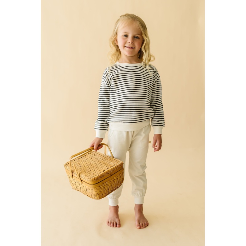 Organic Fleece Sweatshirt – Black Stripes