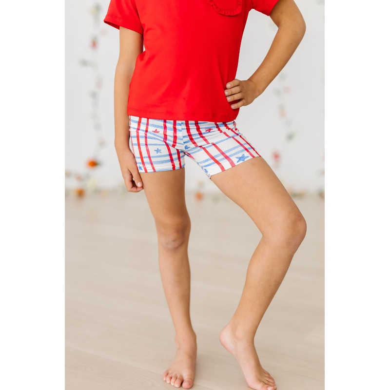 Patriotic Plaid Twirl Shorts|12-24M|2T|3T|4T|5/6|7/8|9/10