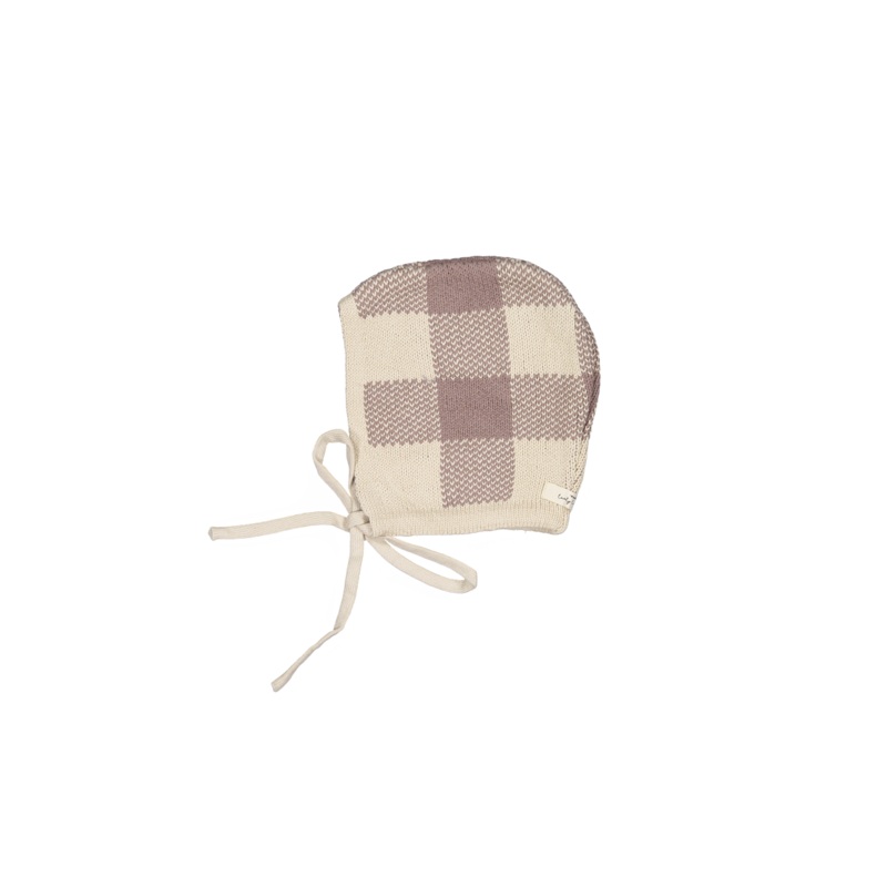The Gingham Knit Bonnet – Taupe