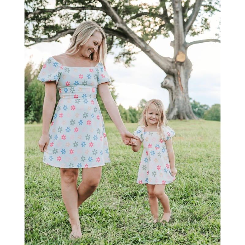 Bea Puff Sleeve Mini Dress – Colorful Flowers