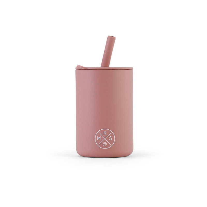 Drinking cup with straw – Dusty pink