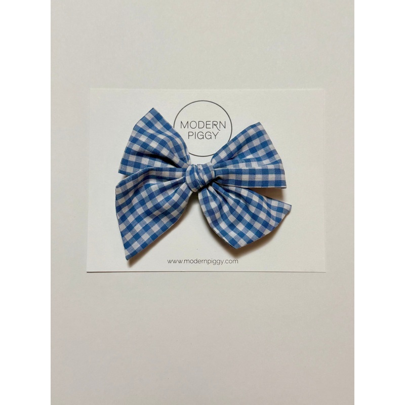 Gingham Glory- Blue | Oversized Hand-tied Bow