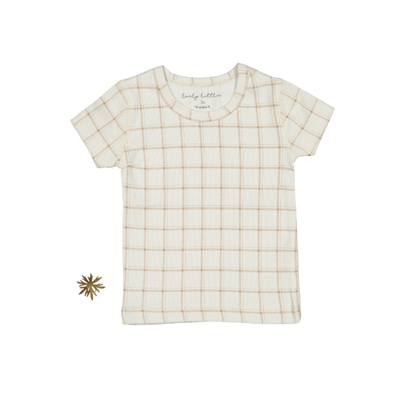 The Printed Short Sleeve Tee – Tan Grid