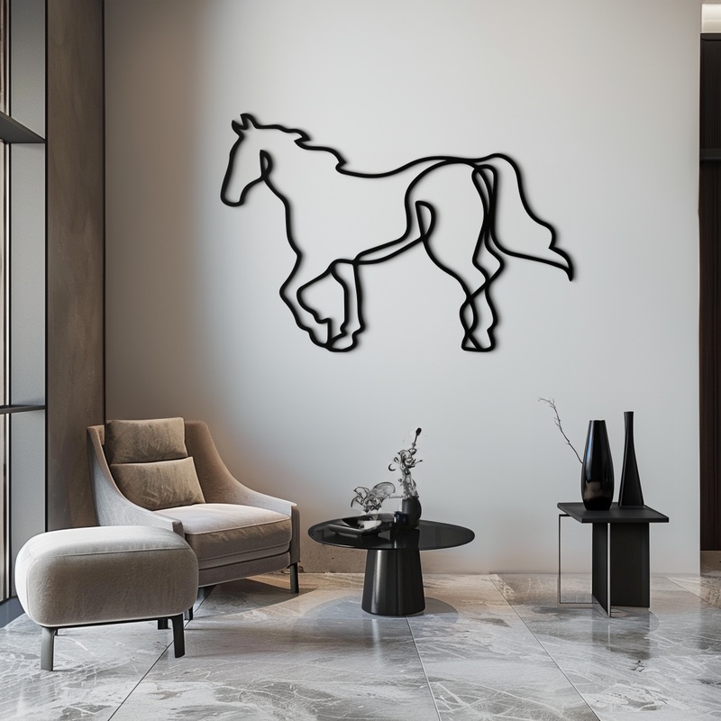 Abstract Horse Metal Wall Art – Minimalist Steel Horse Silhouette – KAF121