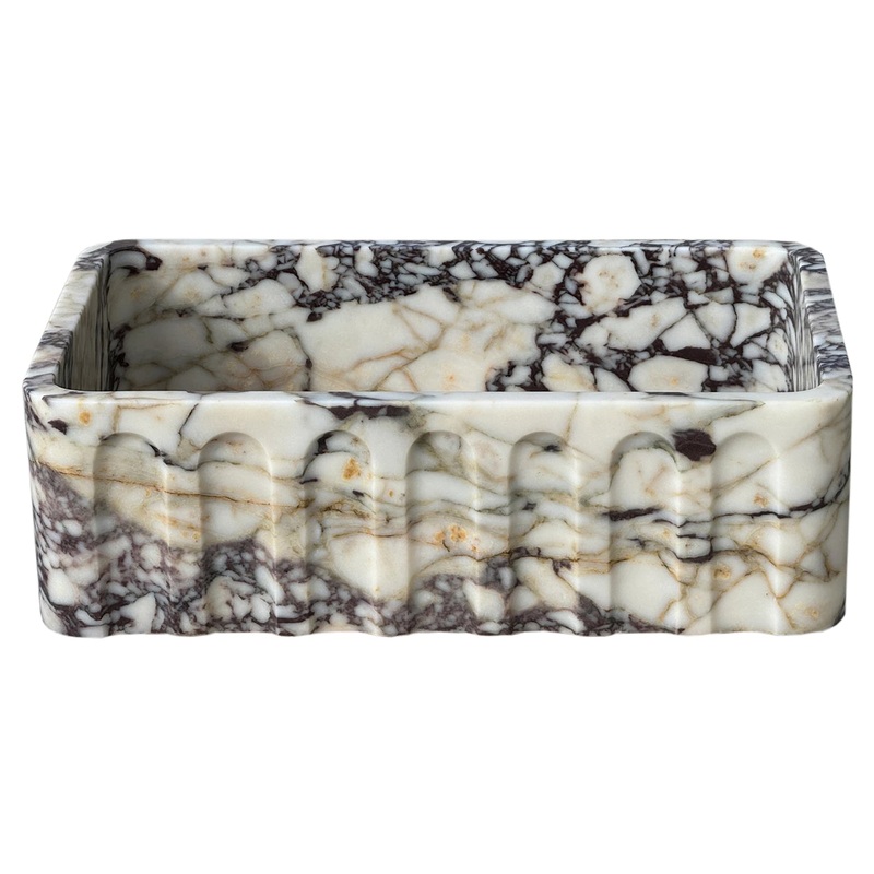 Calacatta Viola Marble Wall-mount Bathroom Vanity Sink Fluted Front (W)19.5 (L)31.5 (H)10