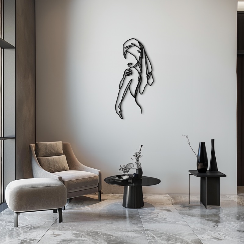 Elegant Bride Metal Wall Art – Minimalist Steel Wall Decor for Modern Spaces – KAF050
