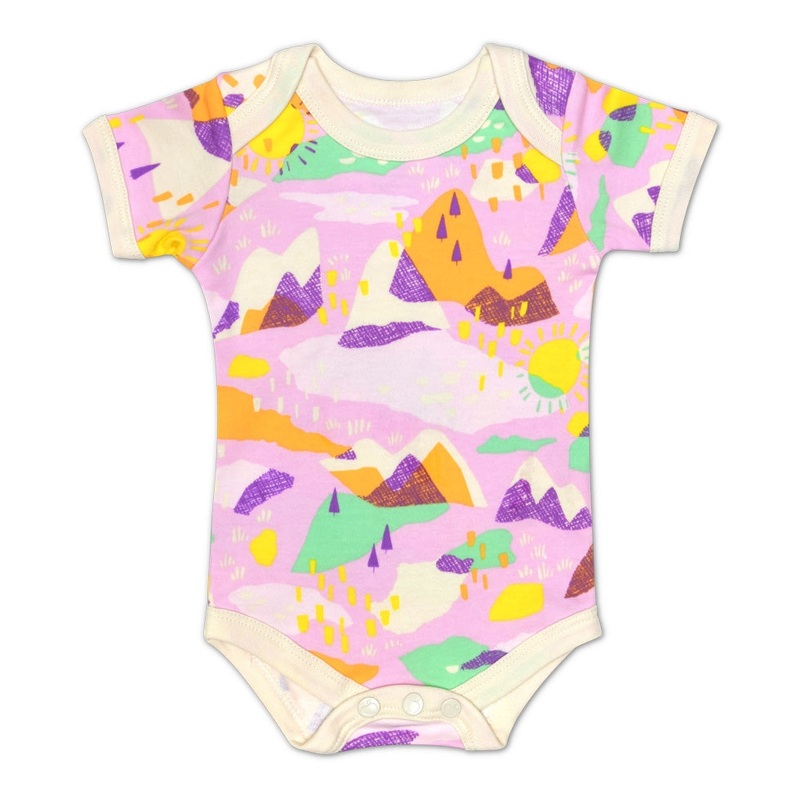 Essential Organic Onesie  Pink Mountain