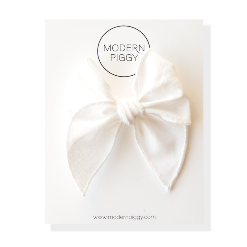 True White | Petite Party Bow|Alligator Clip|Nylon Headband