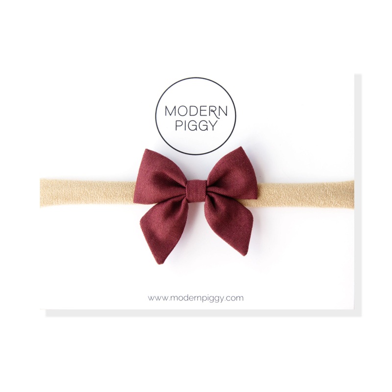 Garnet | Mini Piggy Bow|Alligator Clip|Nylon Headband