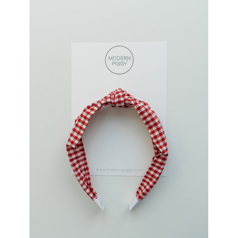 Gingham Glory- Red | Knotted Headband