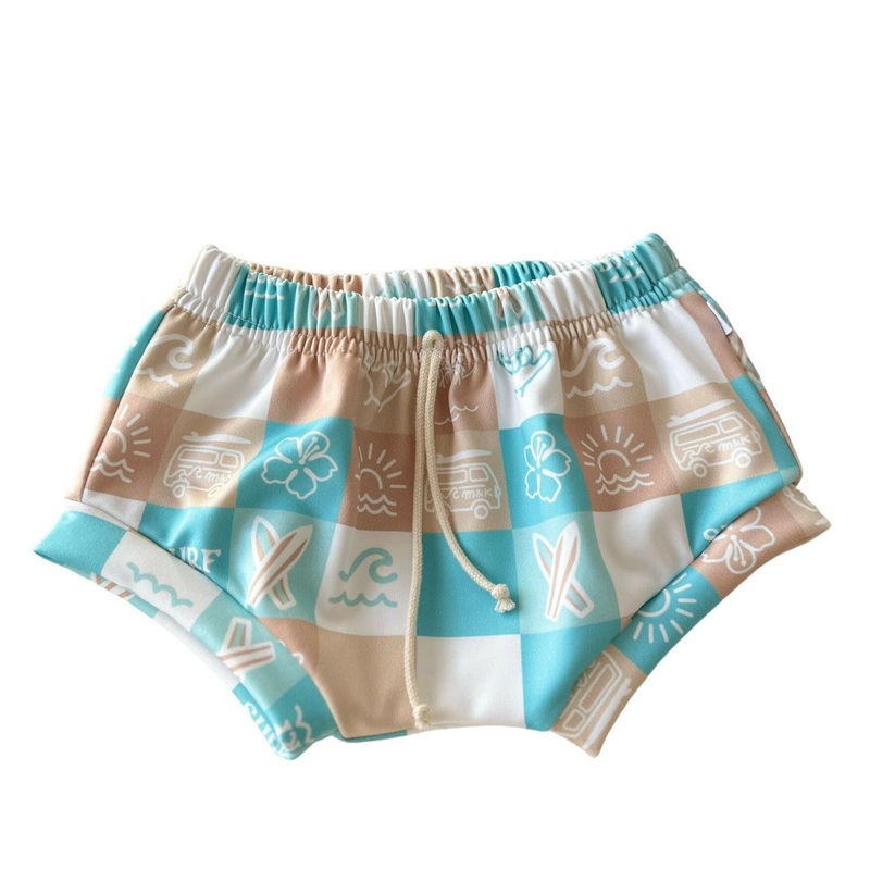 M&K CHECKERS SWIMMING BUMMIES|NB|3M|6M|9M|1Y|2Y|3Y|4Y|5Y|6Y