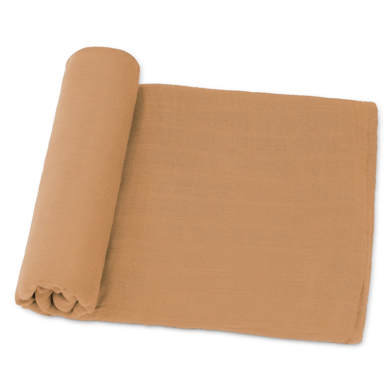 Muslin Swaddle Blanket, 1 Pack by Comfy Cubs – Caramel