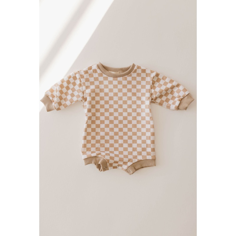 Sweatshirt Romper | Honey Checkerboard