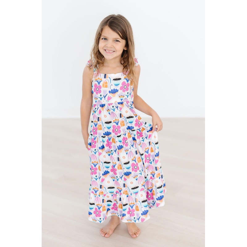 Tulip Blooms Ruffle Maxi Dress