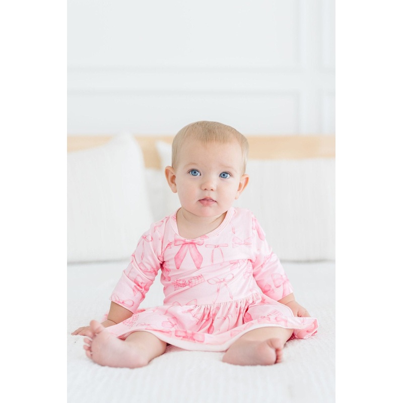 Blushing Bows 3/4 Sleeve Twirl Bodysuit