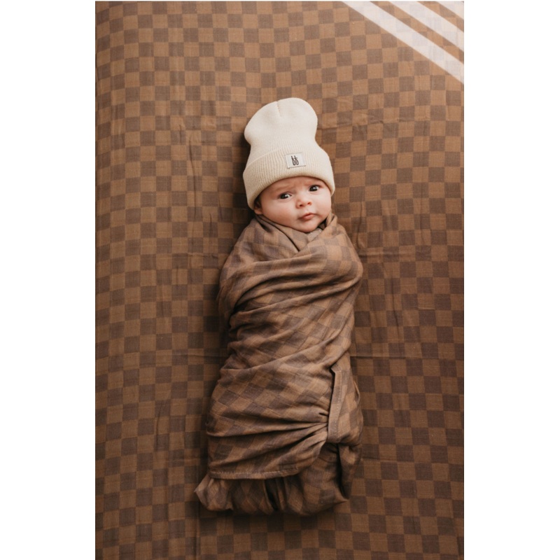 Muslin Swaddle | Faded Brown Checkerboard