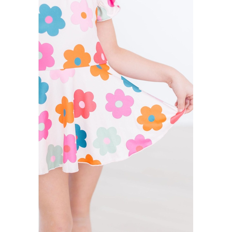 Retro Floral S/S Twirl Leotard