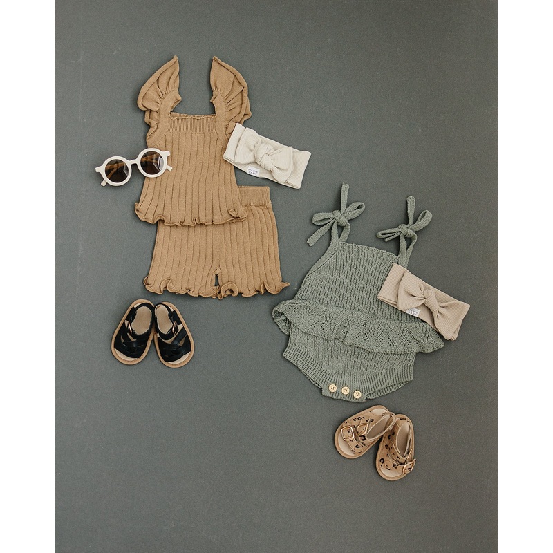 Sage Ruffle Knit Bubble Romper