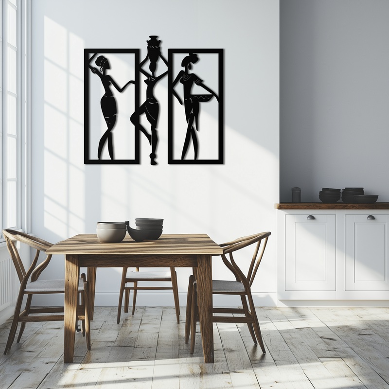 African Women Metal Wall Art – Elegant Tribal Wall Decor- KAF163