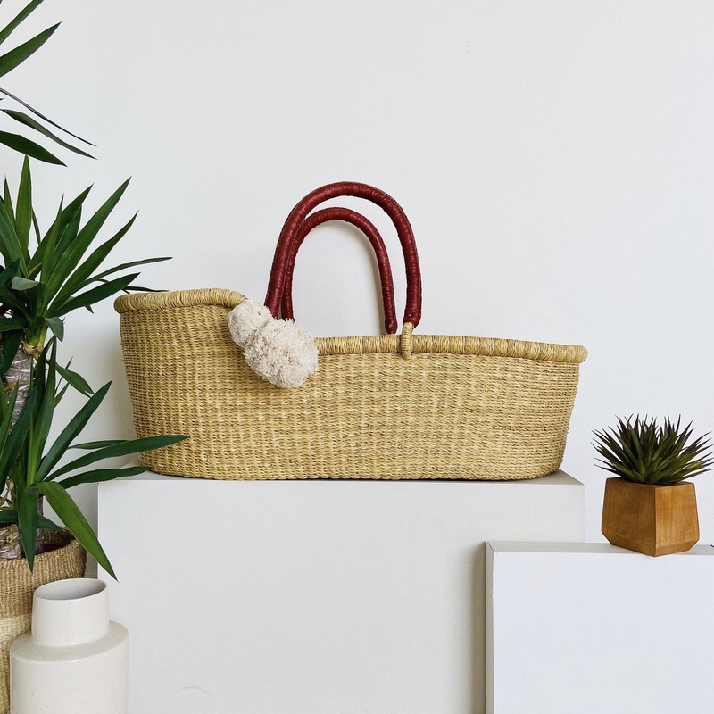 Basket OnlyNaturalAfrican Moses BasketCognac Handle