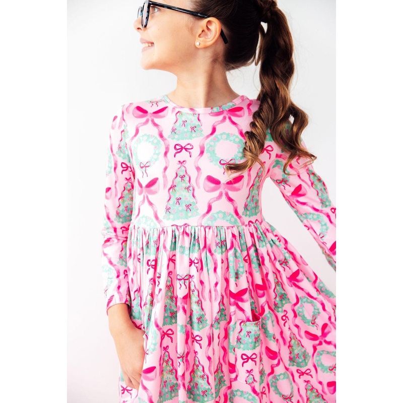 Jingle Bows L/S Pocket Twirl Dress